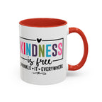 Kindness Is Free Accent Coffee Mug — Inspirational Pink Interior 11/15oz