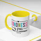 Kindness Is Free Accent Coffee Mug — Inspirational Pink Interior 11/15oz