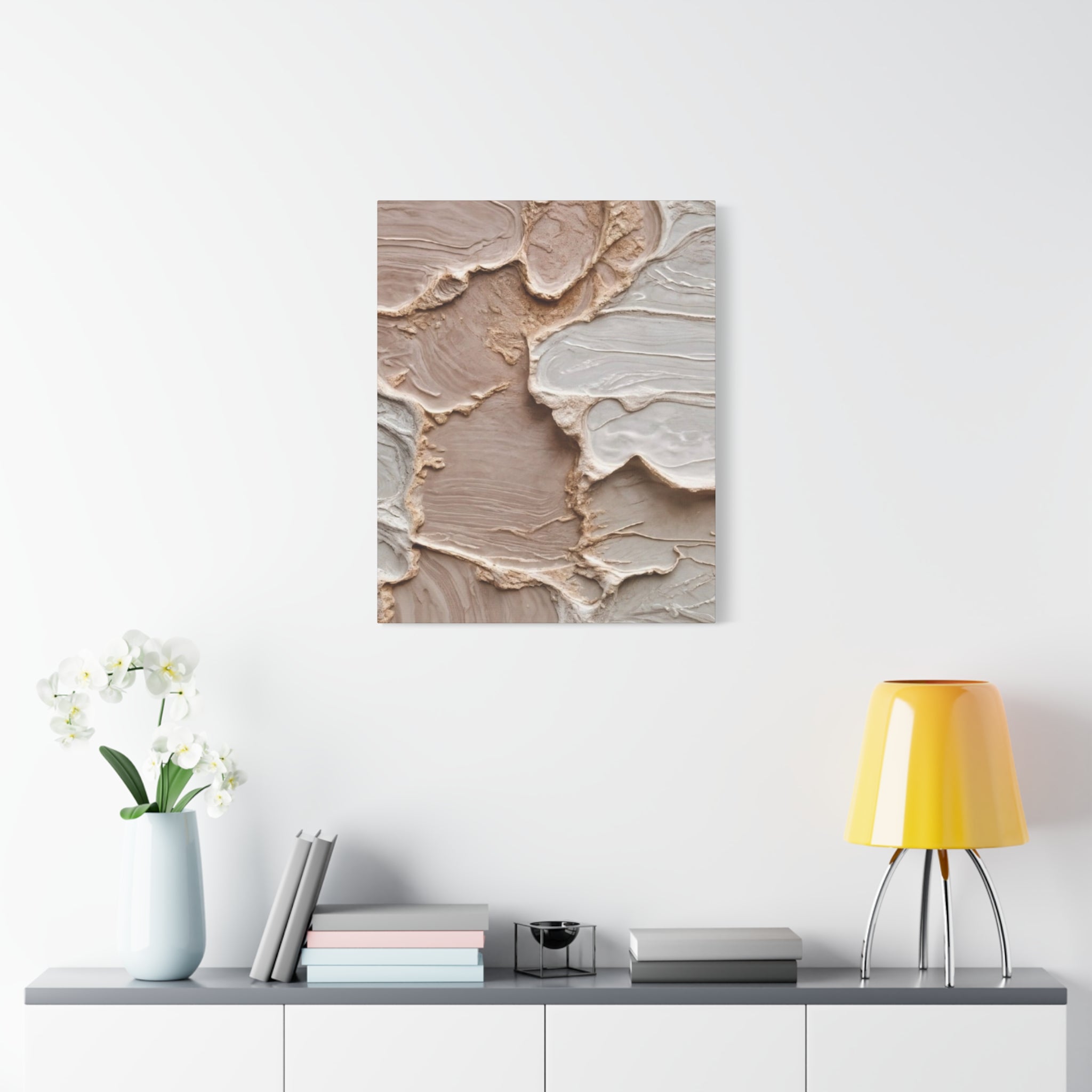 Neutral Textured Abstract Canvas Print — Beige & Cream Wall Art, Matte Stretched 1.25"