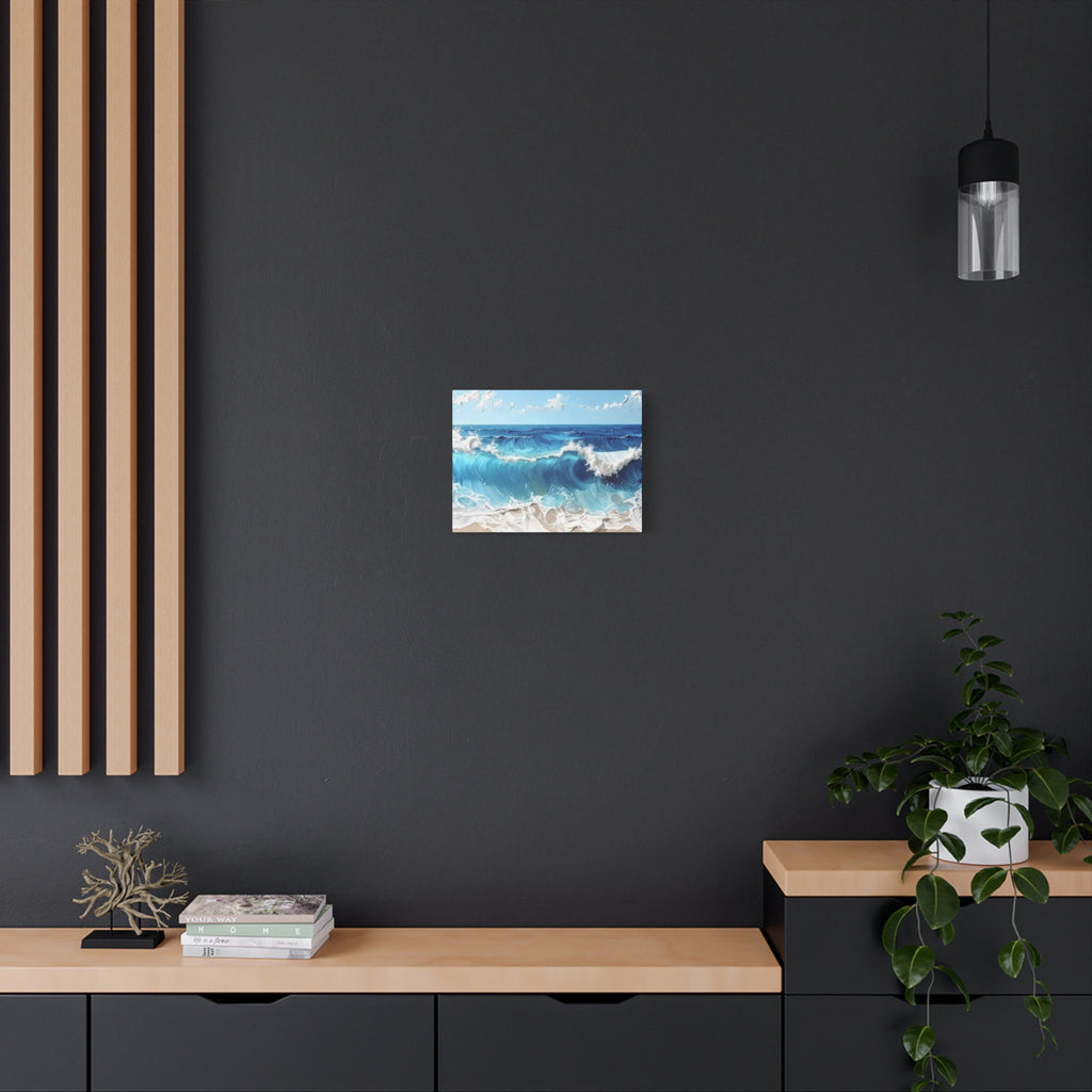 Ocean Waves Matte Canvas Wall Art — Blue Seascape Stretched Canvas