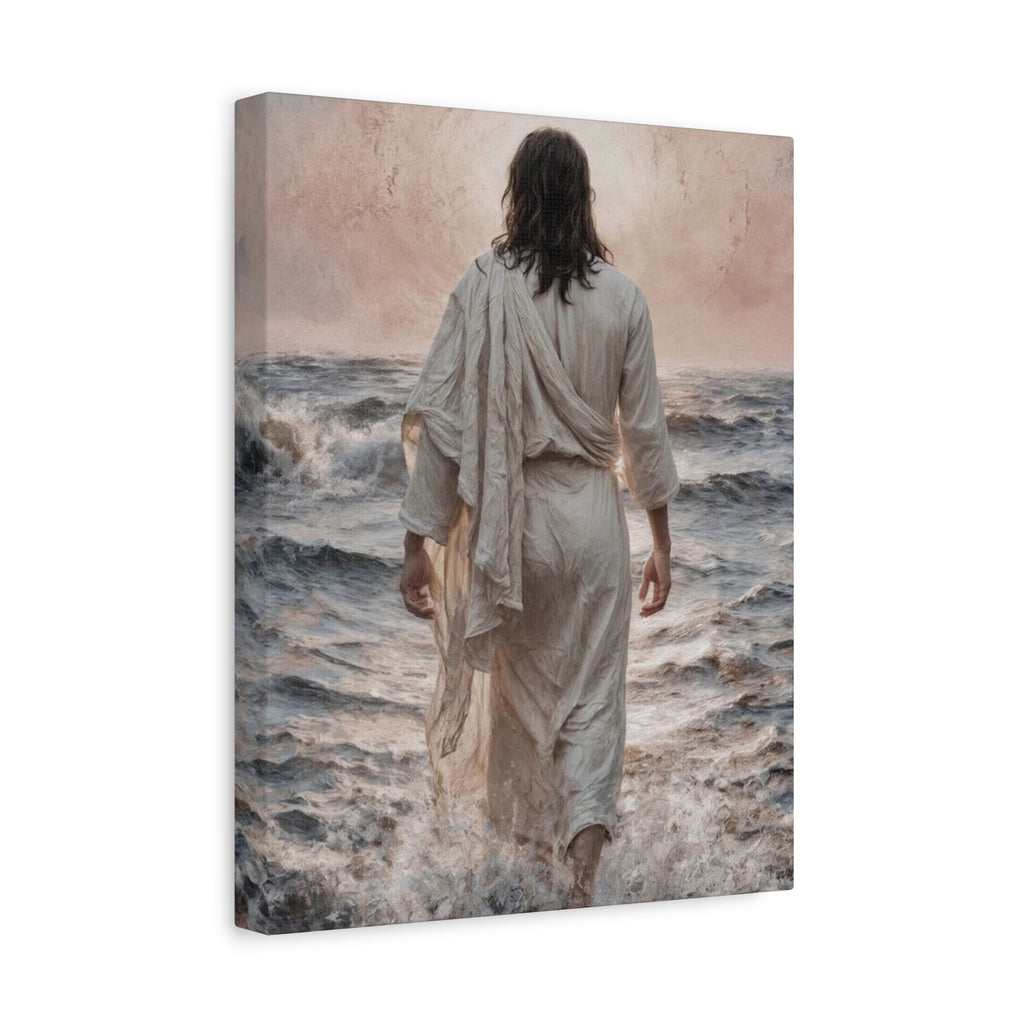 Jesus Walking on Water Matte Canvas Print