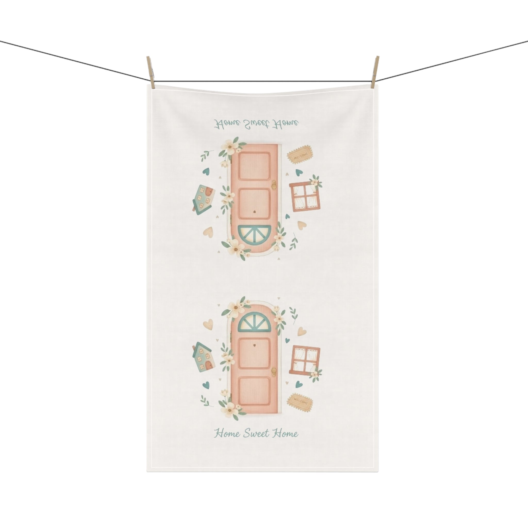 Home Sweet Home Tea Towel — Cottage Door Kitchen Dish Towel (Set)