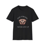 Motivational Gym T-Shirt — "Stay Strong, Never Give Up" Muscle Fitness Tee