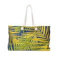 Tropical Palm Weekender Bag — Blue & Yellow Beach Travel Tote