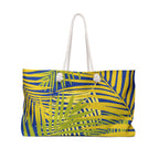 Tropical Palm Weekender Bag — Blue & Yellow Beach Travel Tote