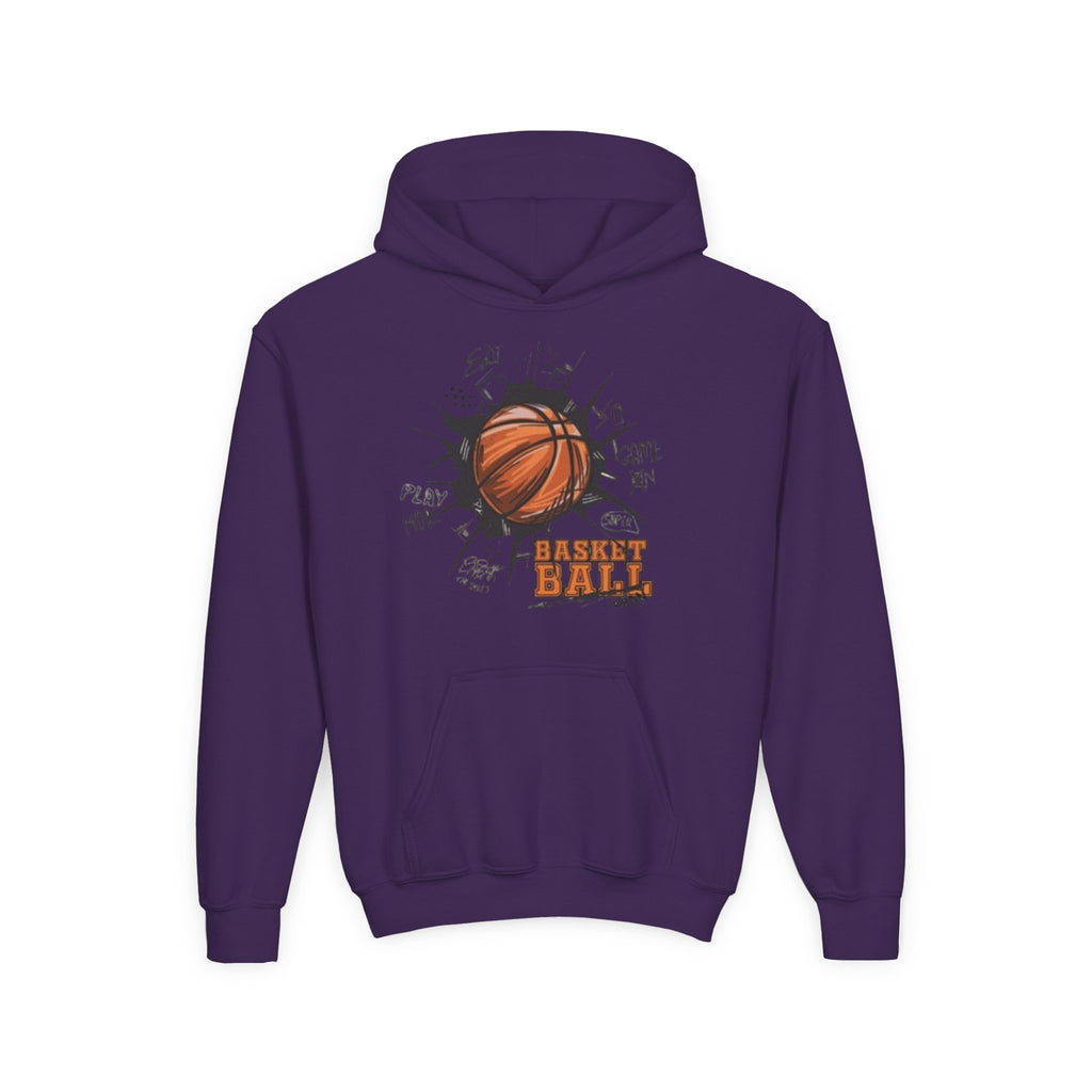 Youth Basketball Hoodie – "Basket Ball" Graphic Pullover for Kids