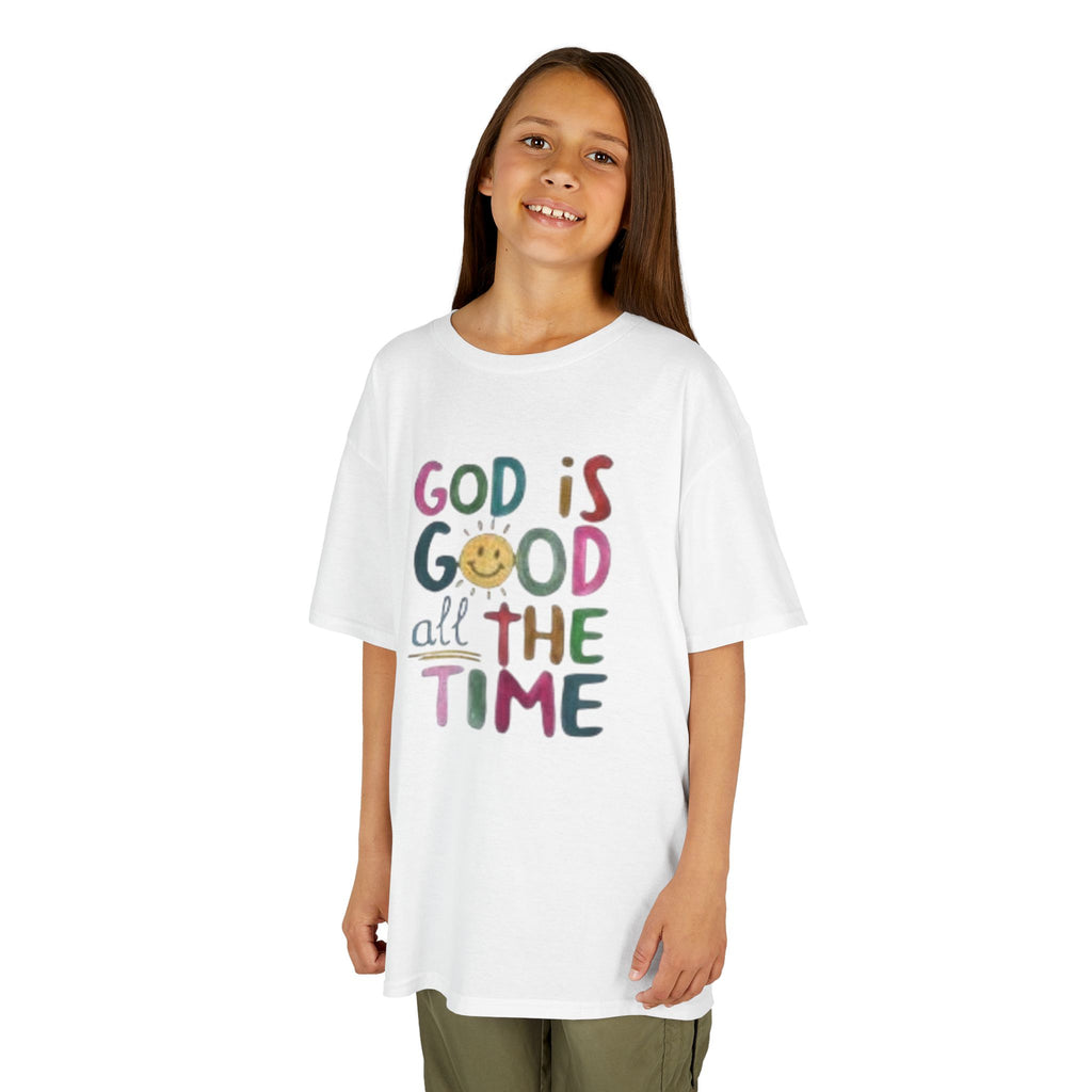Kids Tee — "God Is Good All The Time" Colorful Faith Graphic