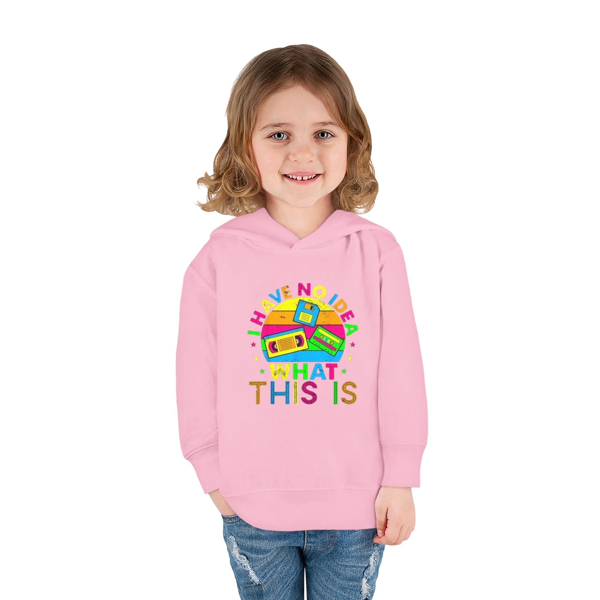 Toddler Hoodie — "I Have No Idea What This Is" Colorful Toy Graphic