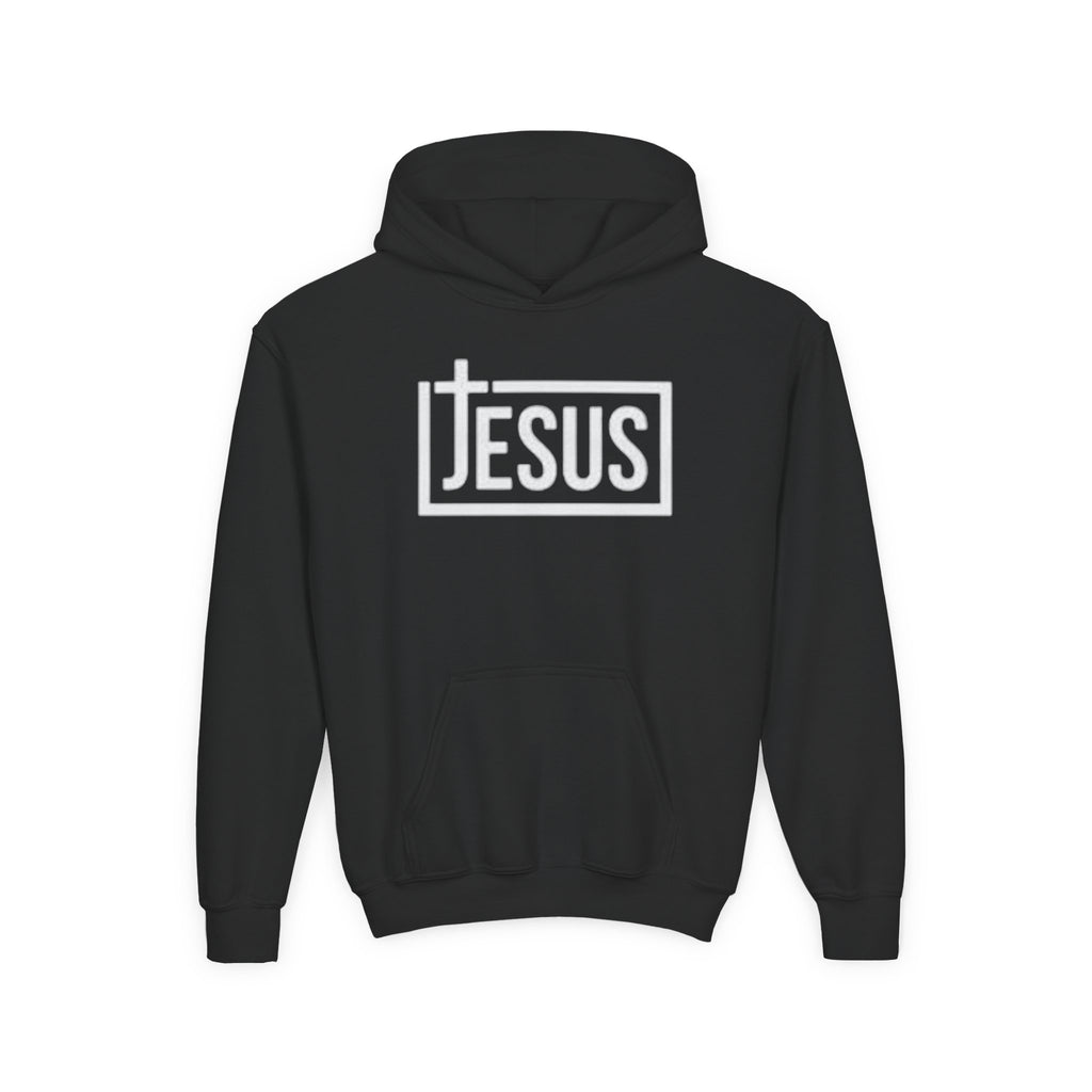 Youth Jesus Hoodie — Christian Faith Pullover with Cross Logo