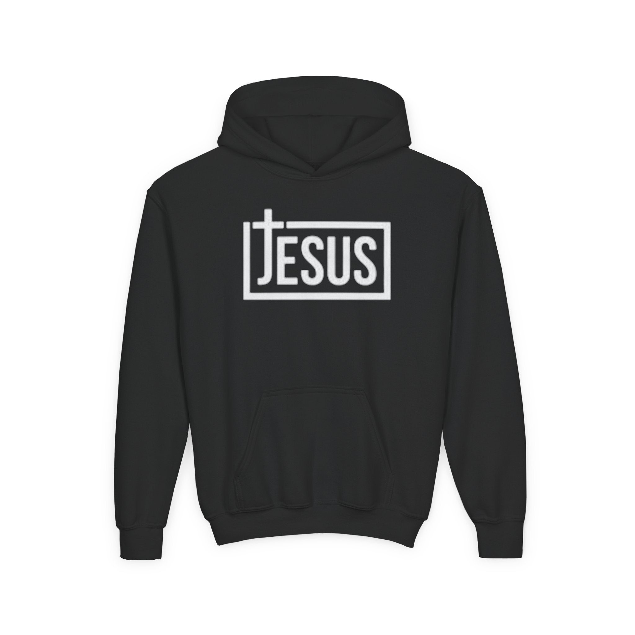 Youth Jesus Hoodie — Christian Faith Pullover with Cross Logo