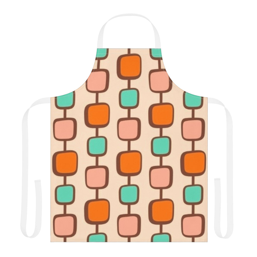 Retro Geometric Apron — Mid Century Mod Pattern in Orange, Peach & Teal