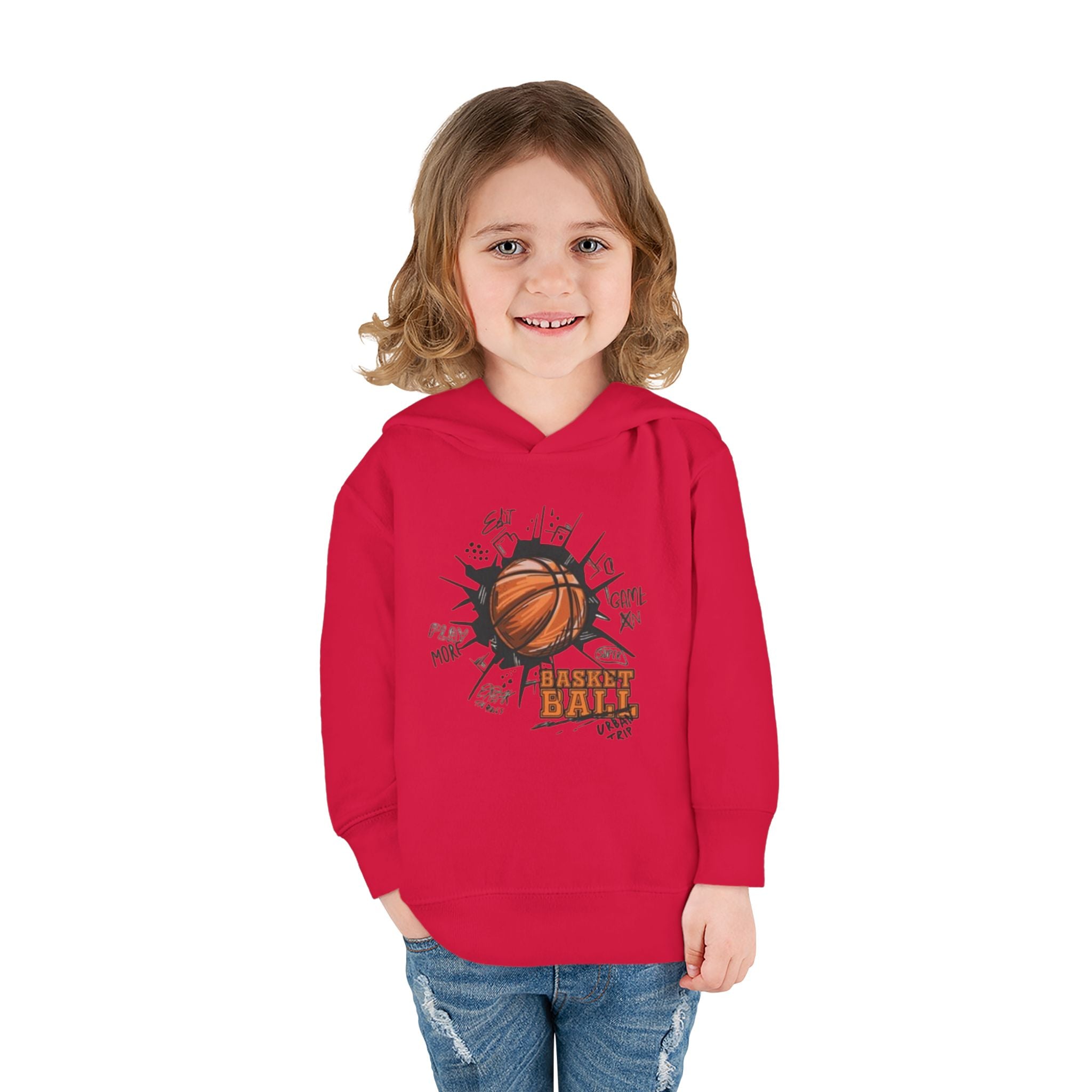 Toddler Basketball Hoodie – 'Ball' Graphic Pullover for Kids