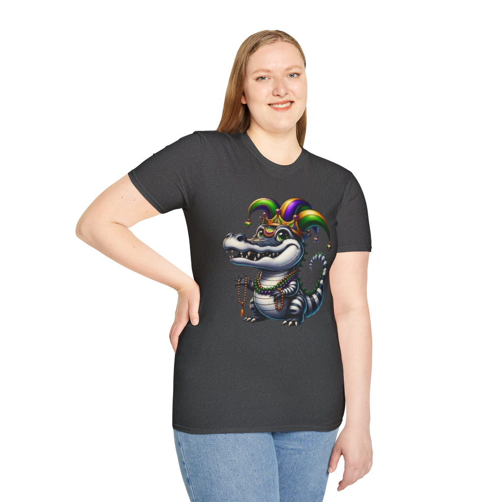Mardi Gras Jester Alligator T-Shirt — Carnival Croc Graphic Tee