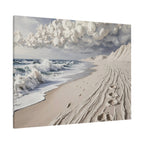 Coastal Serenity Matte Canvas Wall Art — Ocean Waves & Sandy Footprints