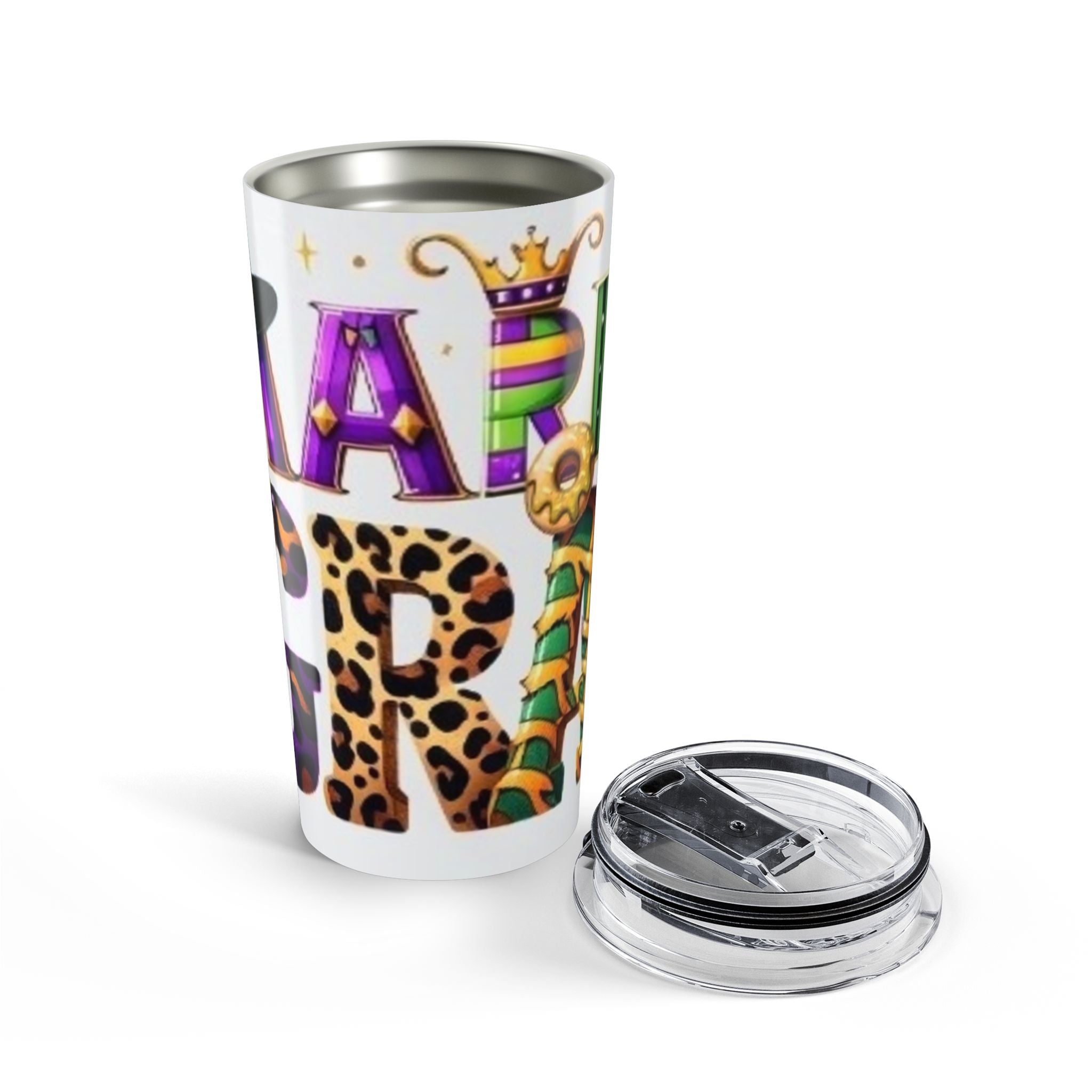 Carnival Mardi Gras 20oz Tumbler — Colorful Leopard & Fleur-de-Lis Design