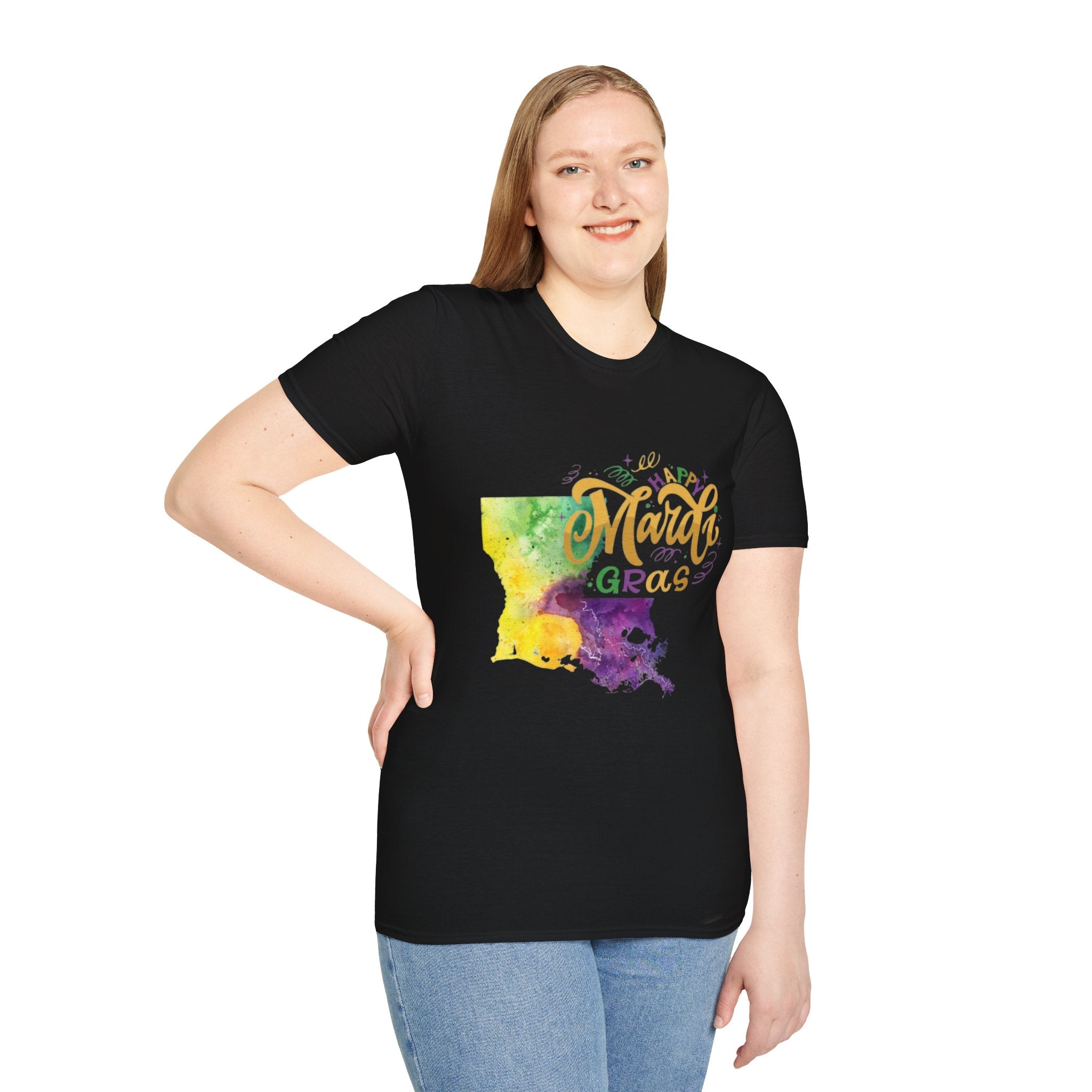 Mardi Gras Louisiana Watercolor T-Shirt — Happy Mardi Gras Celebration Tee