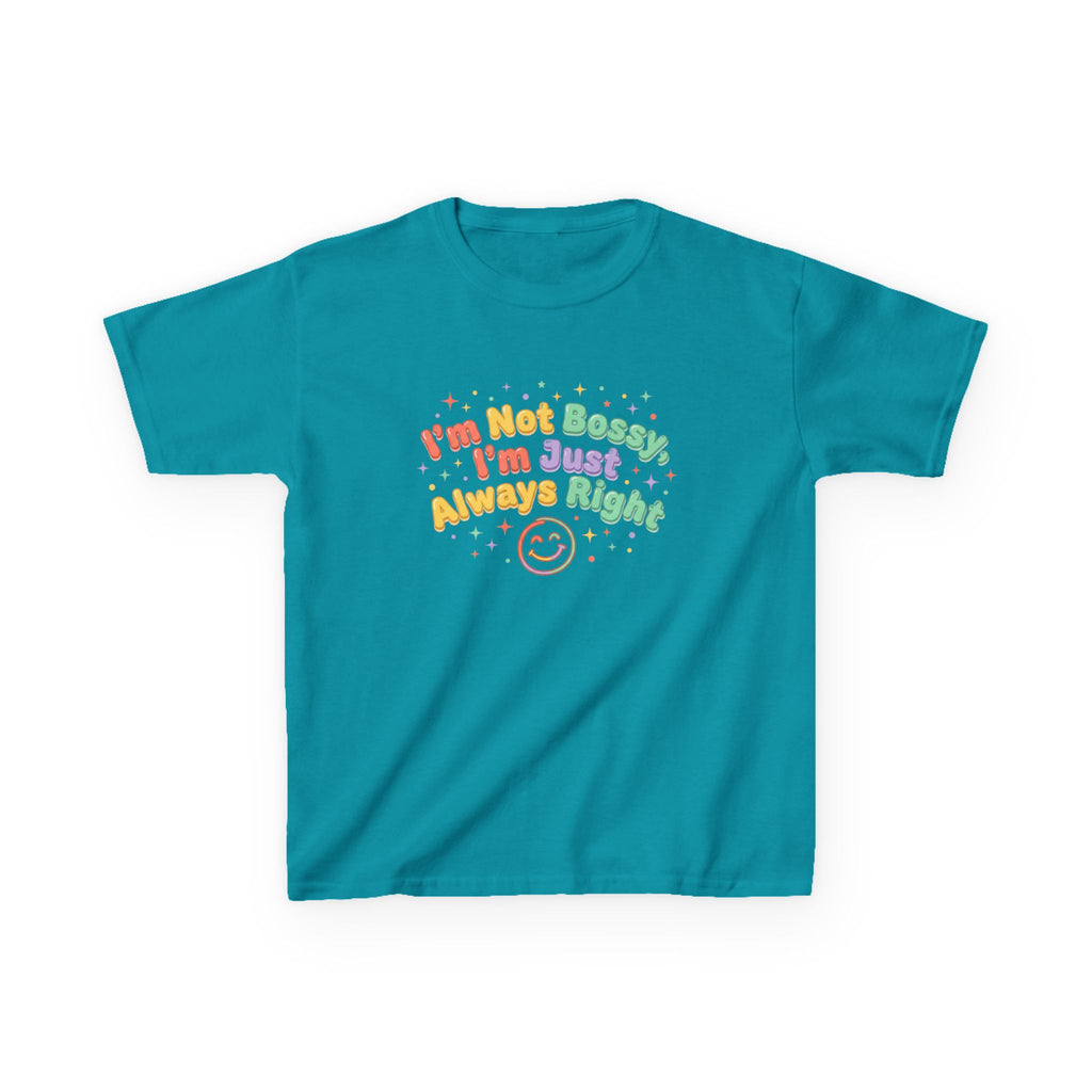 Kids Tee - "I'm Not Bossy I'm Just Always Right" Colorful Smile Graphic