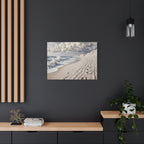 Coastal Serenity Matte Canvas Wall Art — Ocean Waves & Sandy Footprints