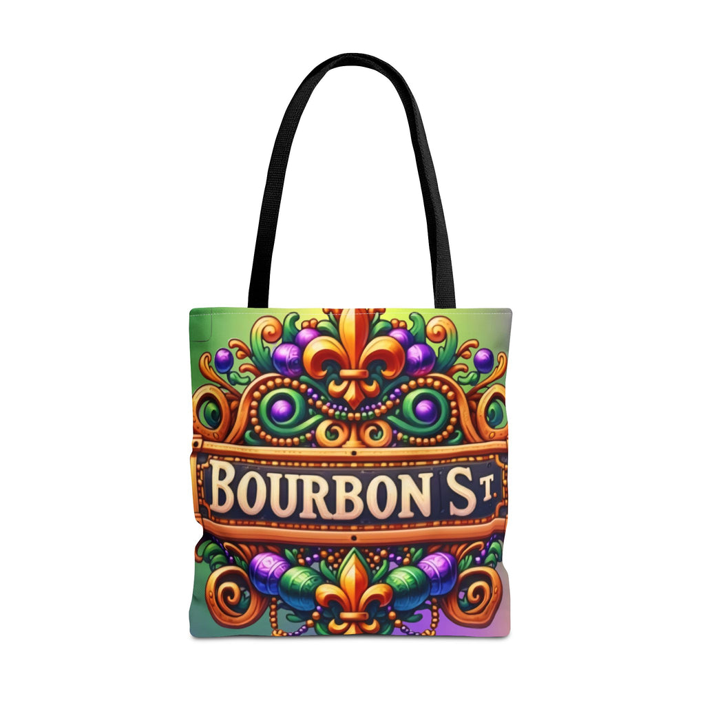 Bourbon St. Parade Tote Bag — Mardi Gras Fleur-de-Lis All-Over Print