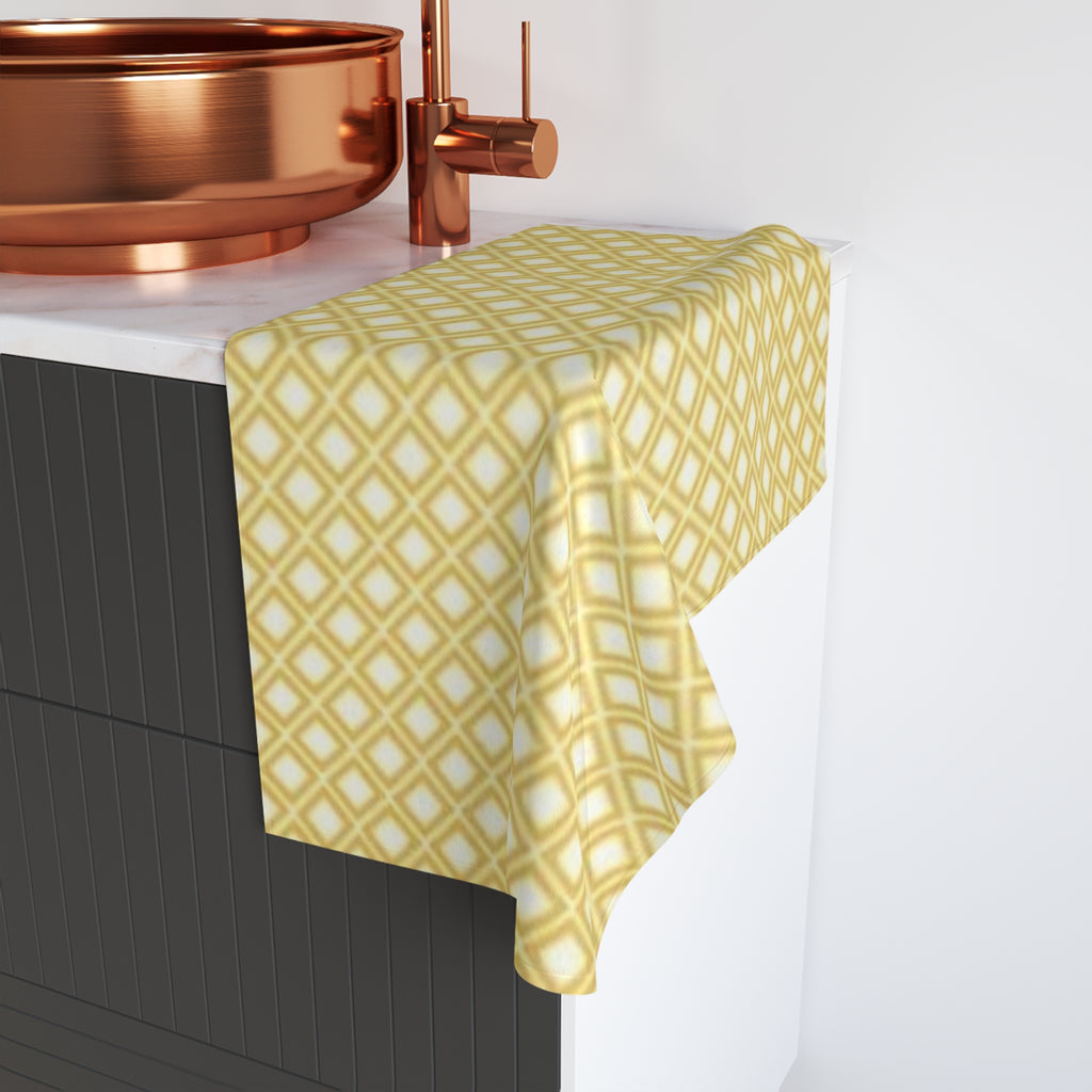 Yellow Lattice Hand Towel — Geometric Kitchen & Bath Accent