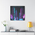 Neon Utopia Cyberpunk Cityscape, Matte Canvas