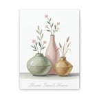 Home Sweet Home Canvas Wall Art — Pastel Vases Still Life Matte Stretched Canvas