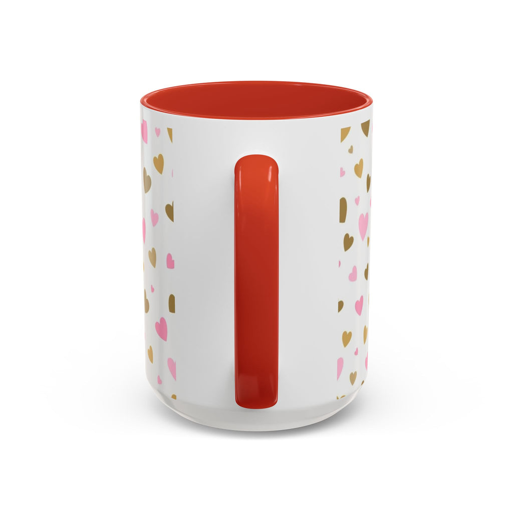 Pink & Gold Heart Accent Coffee Mug — Romantic Valentine’s Tea & Coffee Cup