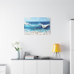 Ocean Waves Matte Canvas Wall Art — Blue Seascape Stretched Canvas