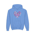 Youth Heart Doodle Hoodie — Pink Valentine Love Graphic Sweatshirt