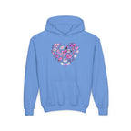Youth Heart Doodle Hoodie — Pink Valentine Love Graphic Sweatshirt