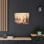 Canvas Wall Art - Misty Pine Forest Sunrise Matte Stretched Canvas