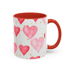 Pink Watercolor Hearts Accent Coffee Mug — Romantic Valentine’s Day Gift