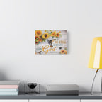 Be Still & Know I Am God Canvas Wall Art — Sunflowers & Hummingbird Psalm 46:10