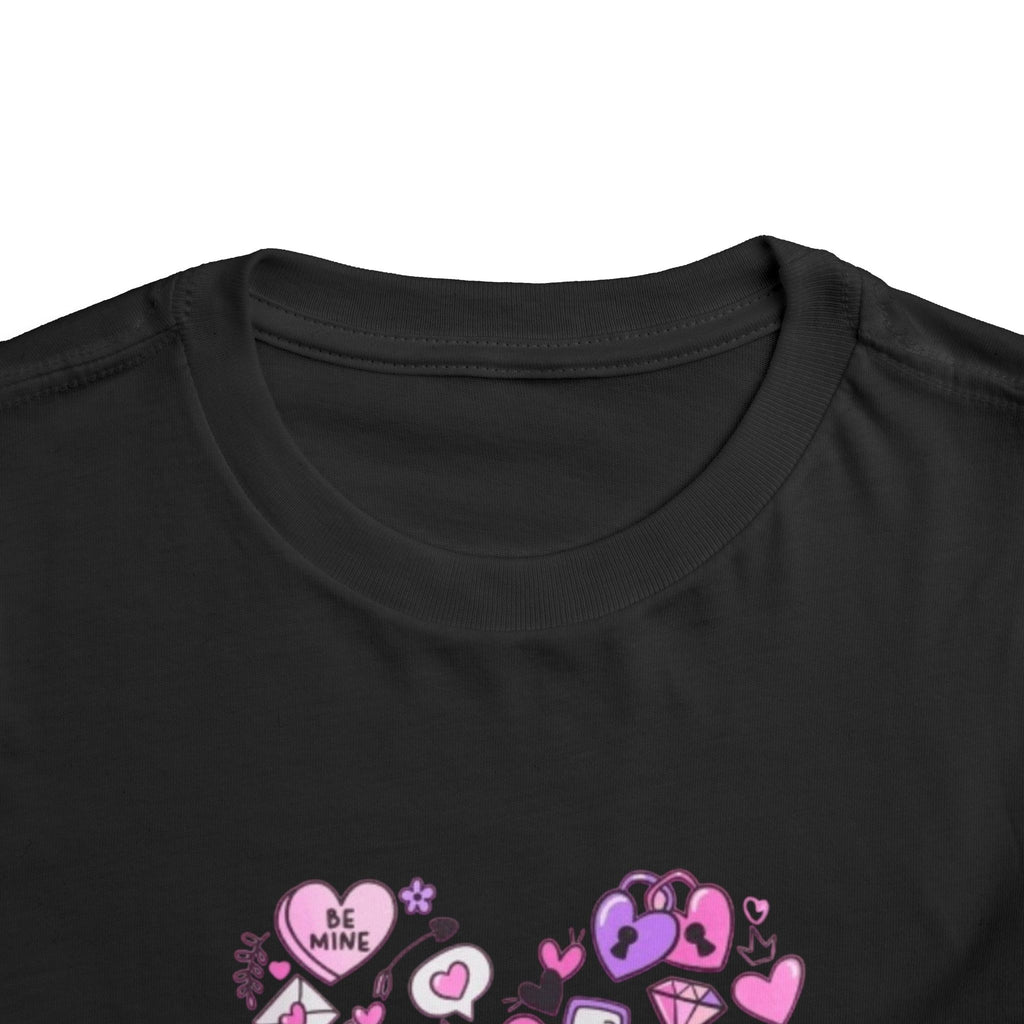 Toddler Tee — Pink Heart Doodle Design (Love, Kisses & Cute Icons)