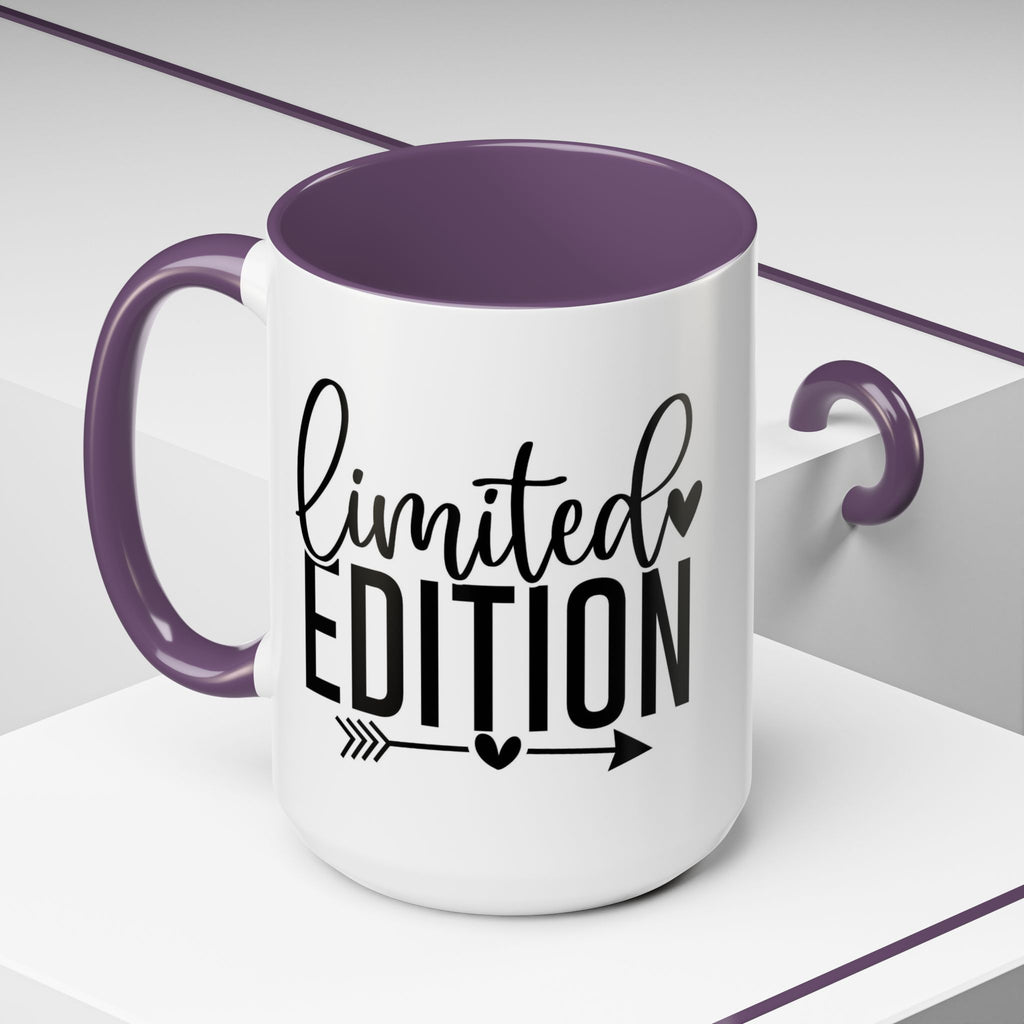 Limited Edition Accent Coffee Mug — Pink Interior, 'Limited Edition' Graphic (11/15oz)