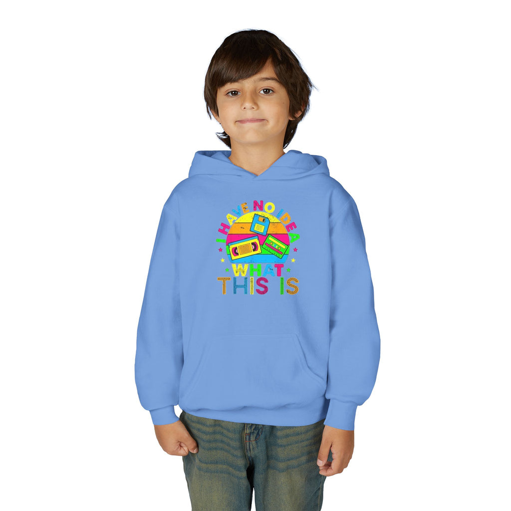 Youth Hoodie — Colorful Retro Cassette 'I Have No Idea What This Is' Graphic