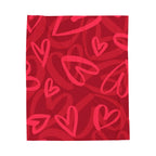 Plush Blanket — Red Heart Doodle Velveteen Throw (Valentine’s Day Gift)