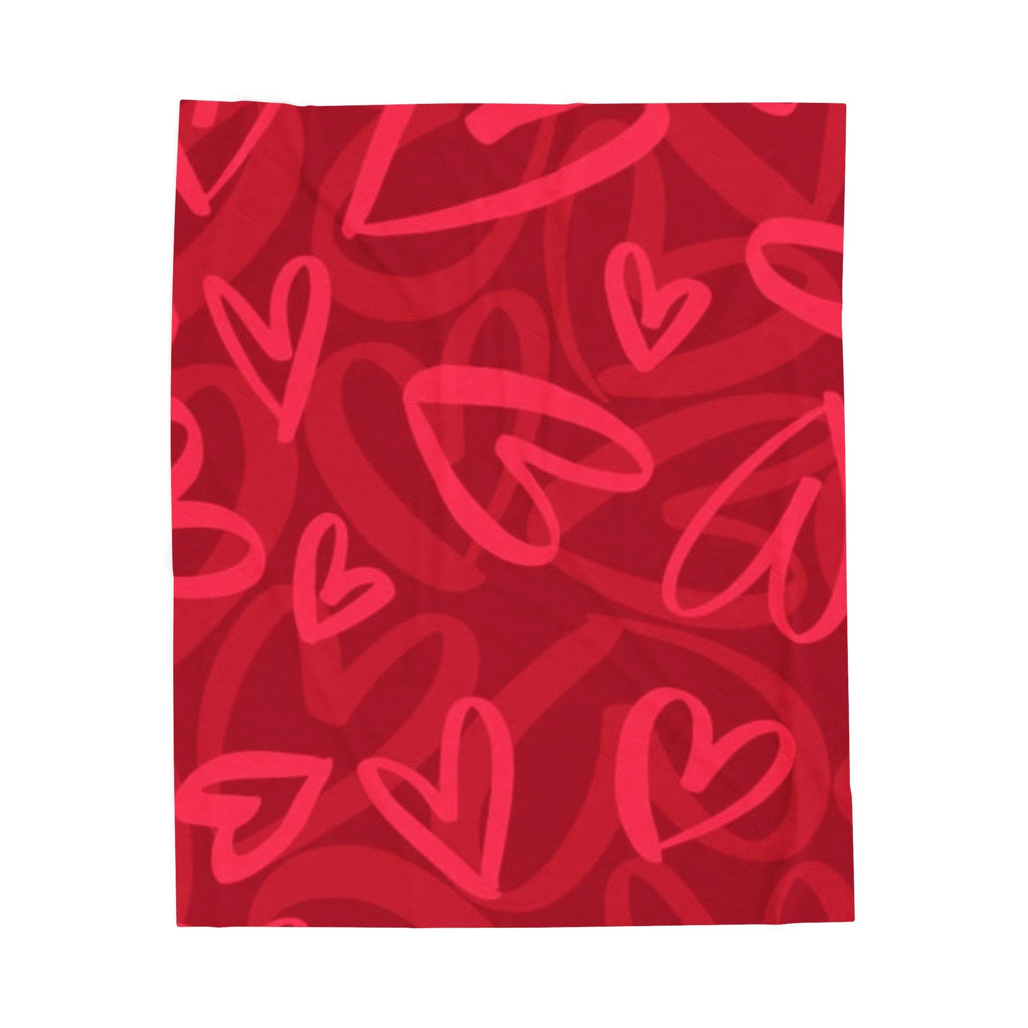 Plush Blanket — Red Heart Doodle Velveteen Throw (Valentine’s Day Gift)