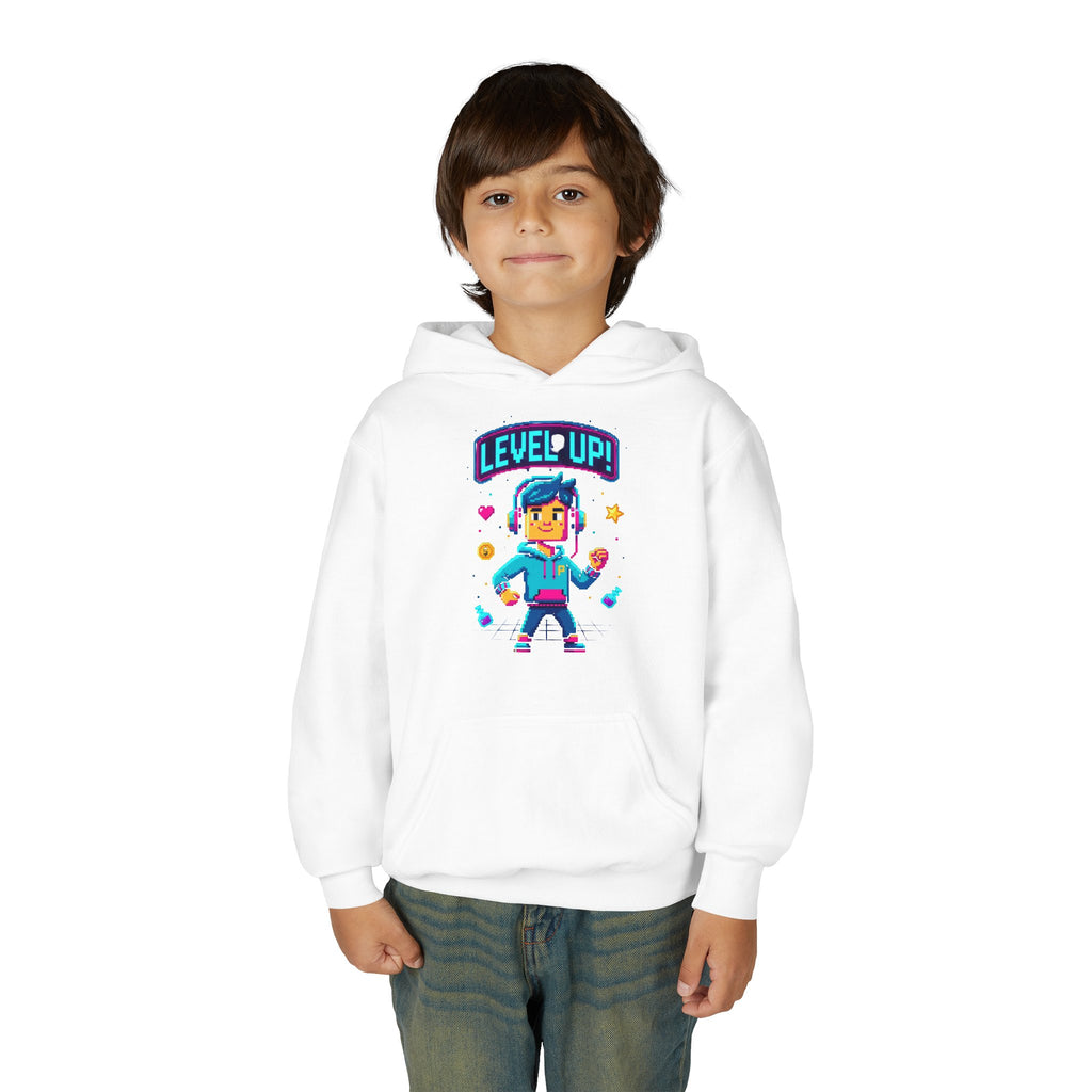 Youth Hoodie — "Level Up!" Gamer Arcade Birthday Pullover