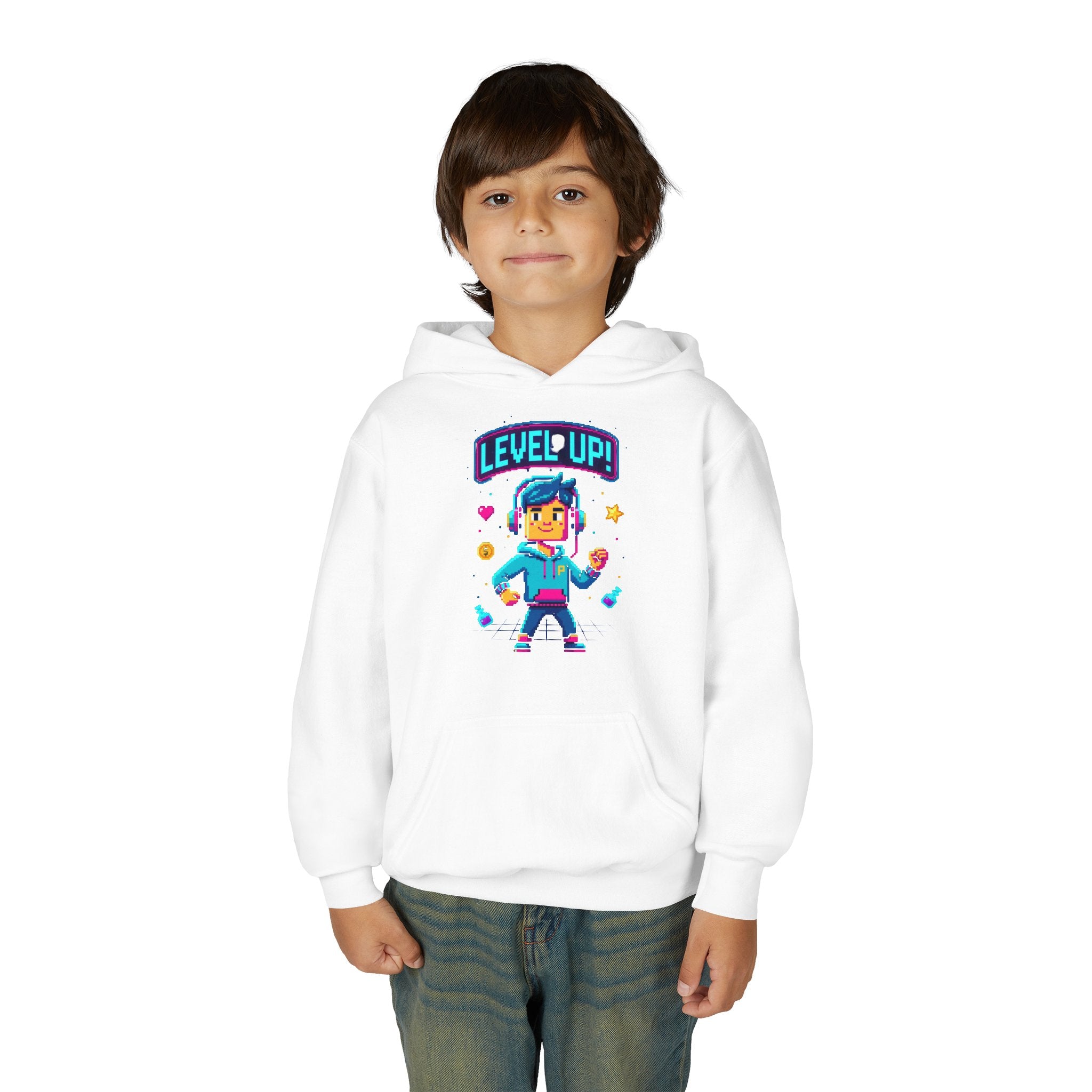 Youth Hoodie — "Level Up!" Gamer Arcade Birthday Pullover