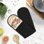 Soup & Love Double Oven Mitts — Quilted Pot Holder Handle Cover for Casseroles & Hot Dishes