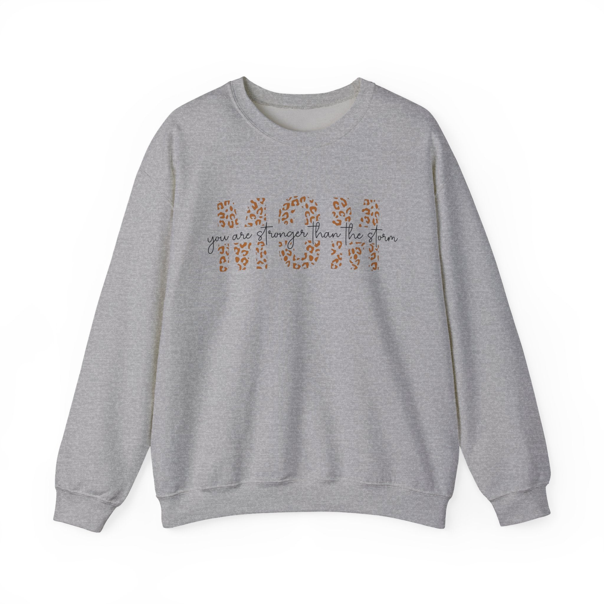 Mom Leopard Print Crewneck Sweatshirt - 'Mom' Script Graphic, Mother's Day Gift