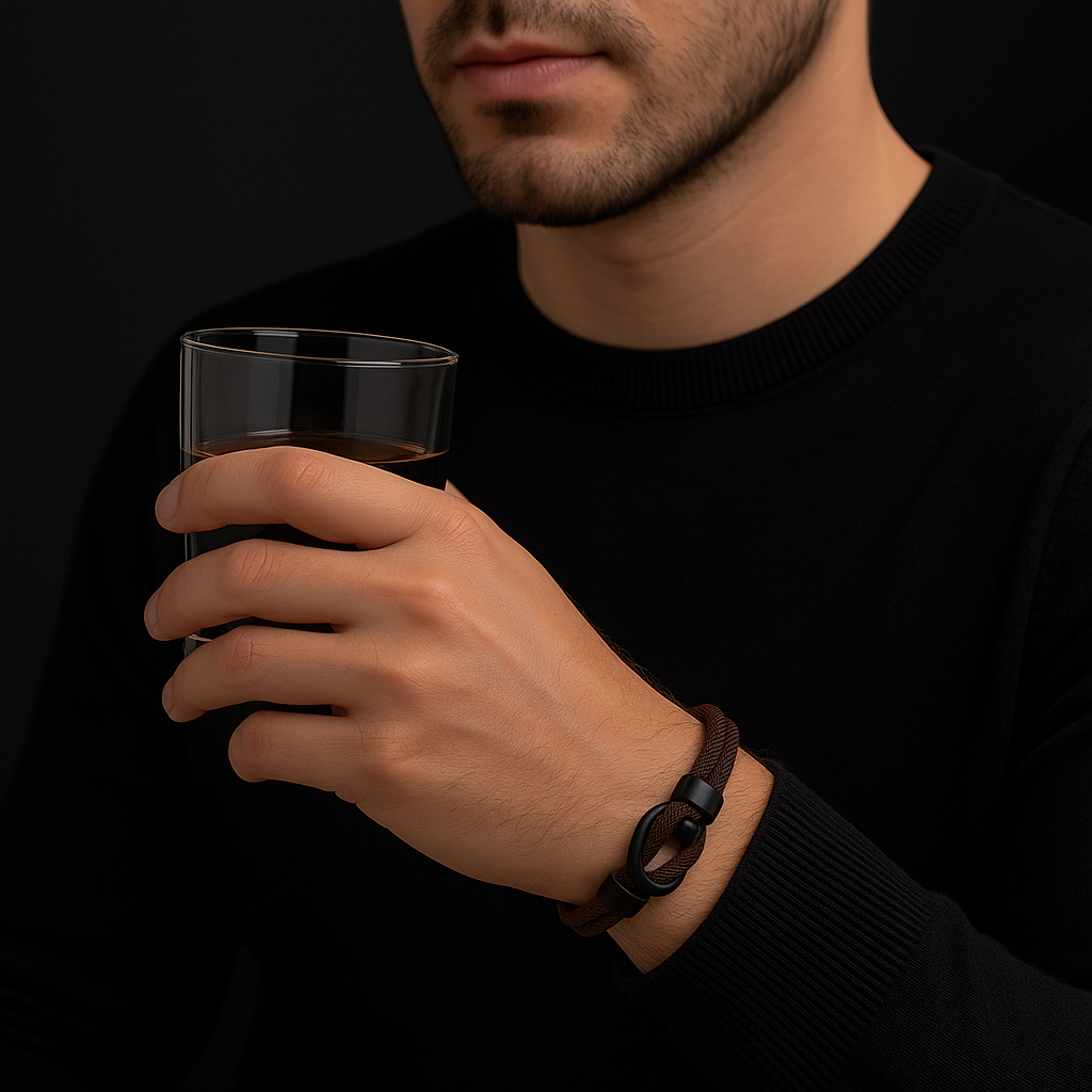 Brown Rope Bracelet – Men’s Minimalist Bracelet with Black Magnetic Clasp-1