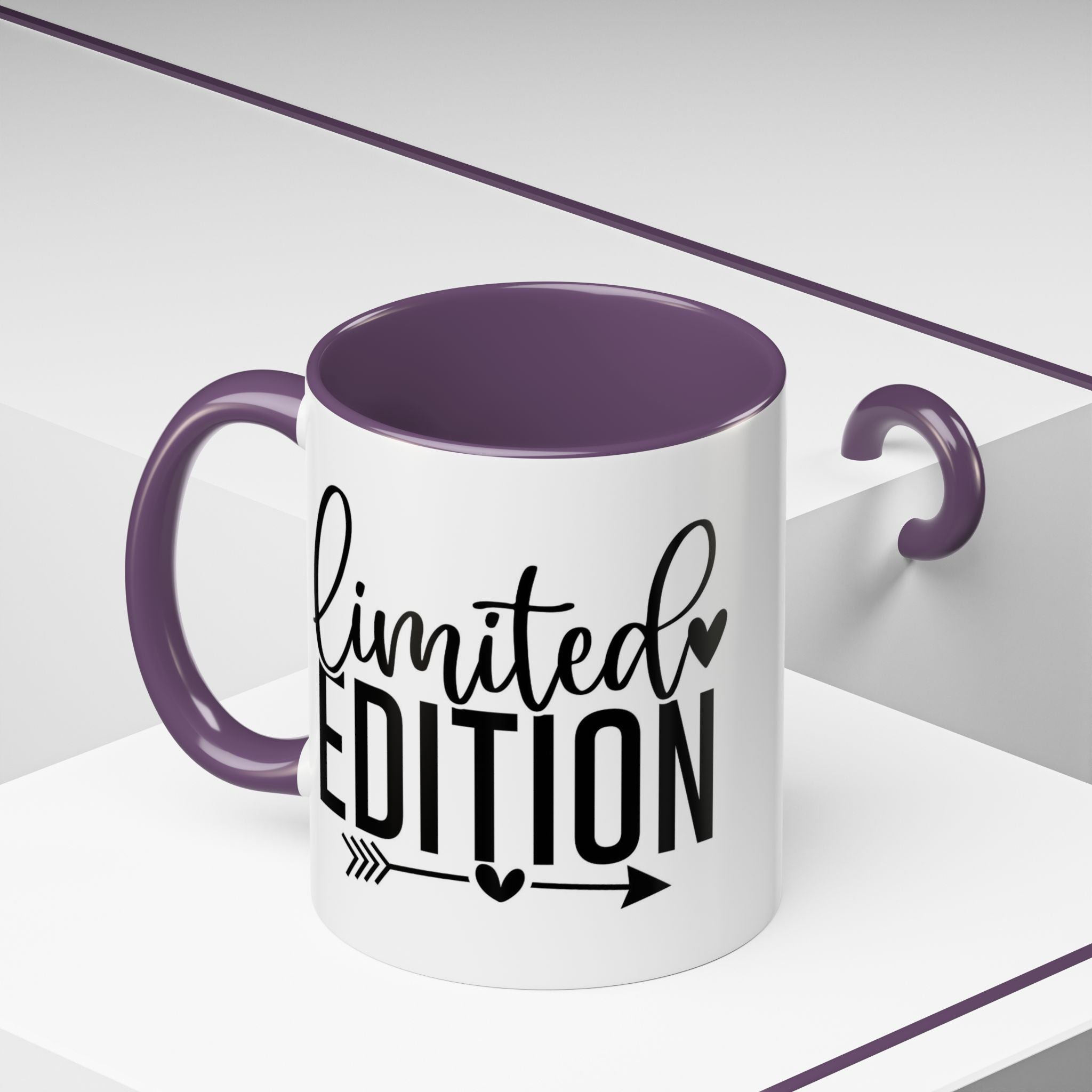 Limited Edition Accent Coffee Mug — Pink Interior, 'Limited Edition' Graphic (11/15oz)