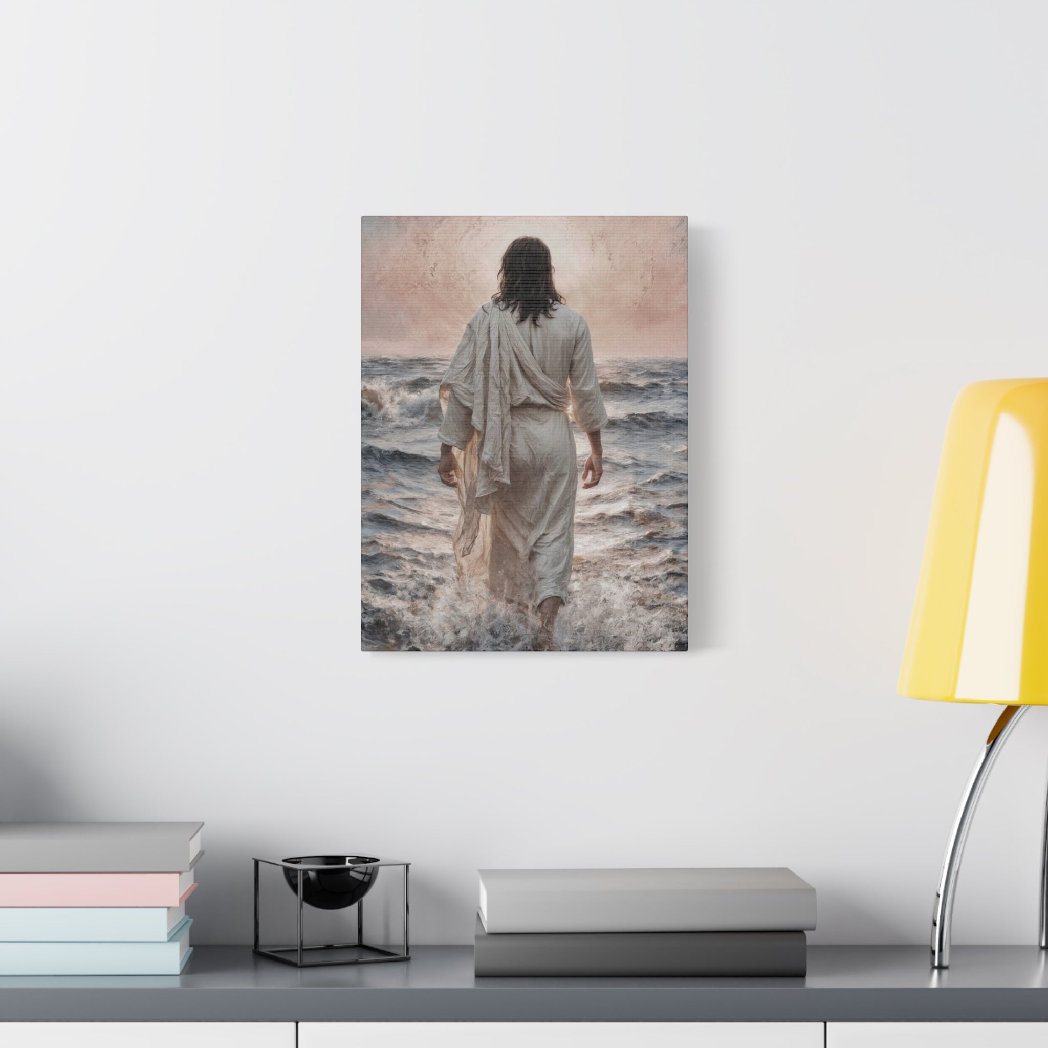Jesus Walking on Water Matte Canvas Print