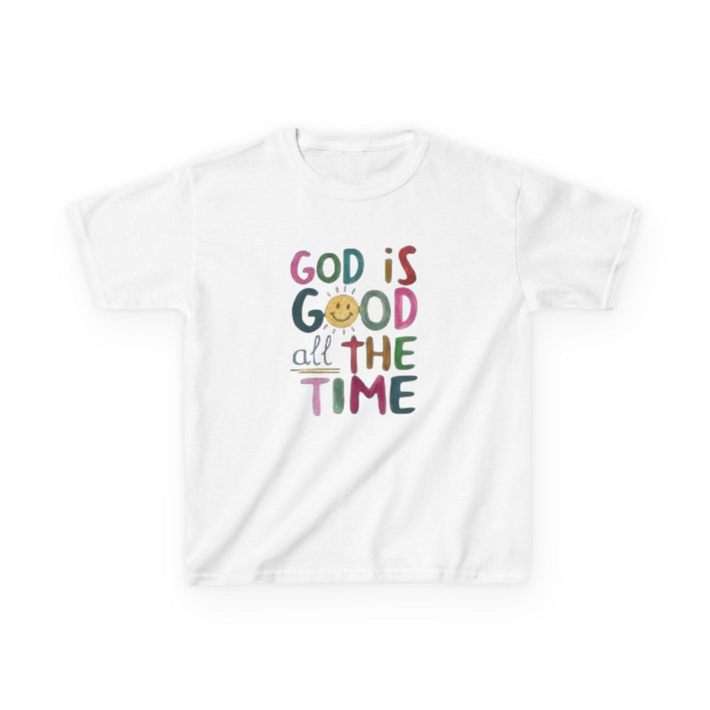 Kids Tee — "God Is Good All The Time" Colorful Faith Graphic