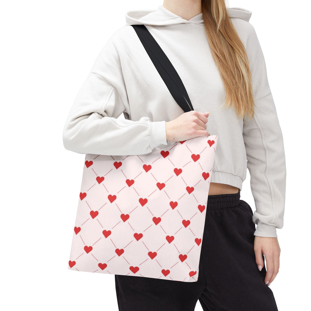 Heart Pattern Tote Bag — Pink Red Valentine Shopper
