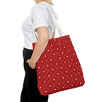 Valentine Red Diamond Heart Tote Bag — All-Over Print Canvas Shopper