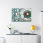 Canvas Wall Art — "Just Breathe" Dandelion Rustic Teal