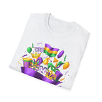 Mardi Gras Carnival T-Shirt — Festive Mask, Beads & Balloon Design